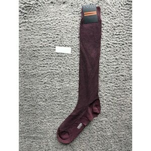 NWT Zegna Texture Mercerised Stretch Cotton Knee Socks Maroon One Size Unisex